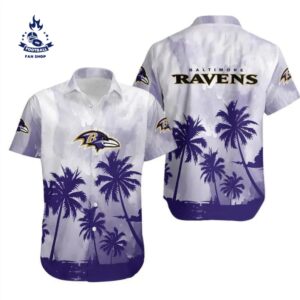 Baltimore Ravens Coconut Trees Nfl Gift For Fan Hawaiian Graphic Print Hawaiian Shirt, NFL Hawaiian Shirt_