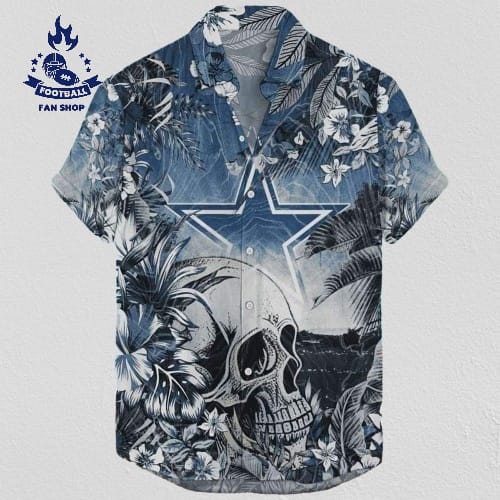 Dallas Cowboys Hawaiian Shirt Skull Tropical Flower Pattern