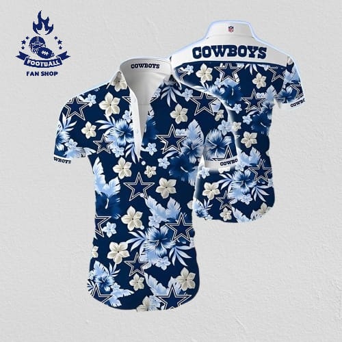 dallas cowboys hawaiian shirt tropical flower all over print 83dmz