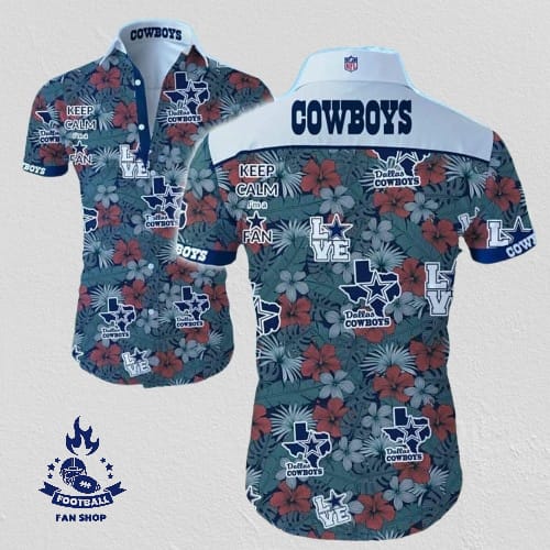 dallas cowboys hawaiian shirt tropical flower pattern sport gift for dad pt9qr