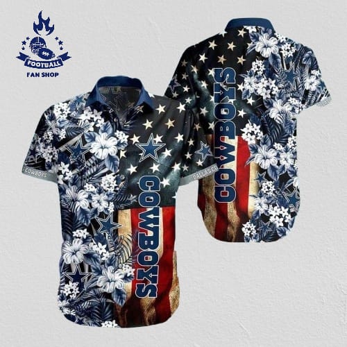 dallas cowboys nfl hawaiian shirt us flag independence day 4th of july owwji