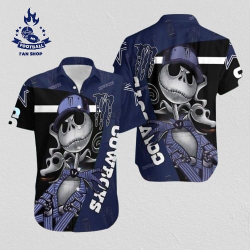 Jack Skellington Monster Energy Dallas Cowboys Hawaiian Shirt Beach Gift For Friend