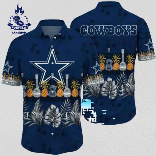Nfl Dallas Cowboys Hawaiian Shirt Pineapple Guitar Tropical Leaves Pattern