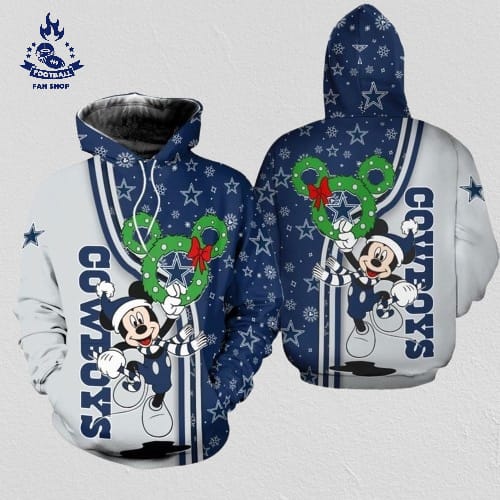 Dallas Cowboys Christmas Mckey Football NFL All Over Print Hoodie Shirt