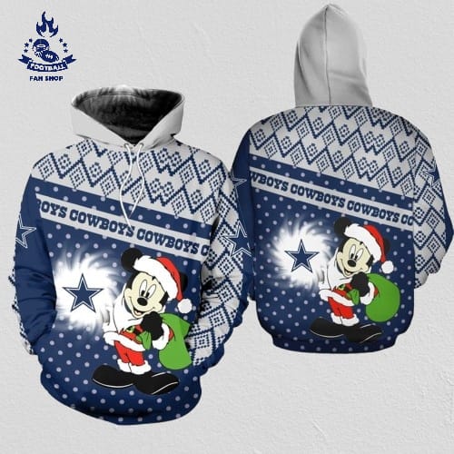 Dallas Cowboys Christmas Mickey Football NFL All Over Prin tHoodie Shirt