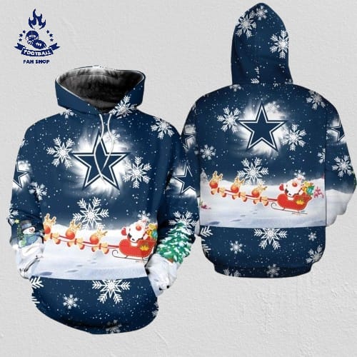 Dallas Cowboys Christmas Pattern Football NFL All Over Print Hoodie Shirt