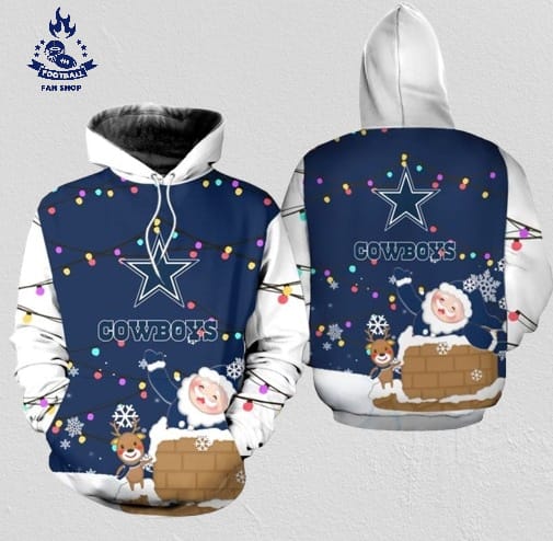 Dallas Cowboys Christmas Pattern Snowman Football NFL All Over print Christmas Hoodie 2 Dallas Cowboys Christmas Pattern Snowman Football NFL All Over print Christmas Hoodie