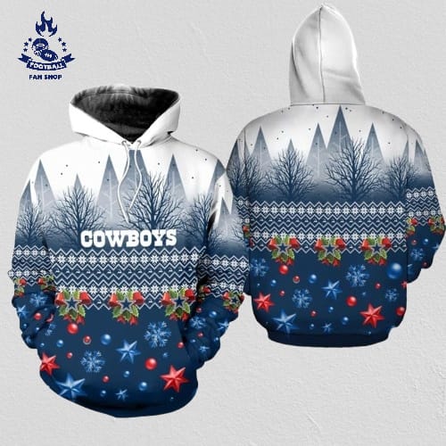 Dallas Cowboys Christmas Pattern Tree Football NFL All Over print Christmas Hoodie