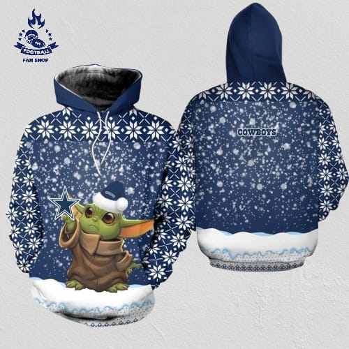 Dallas Cowboys Christmas Pattern YODA Football NFL All Over Print Hoodie Shirt