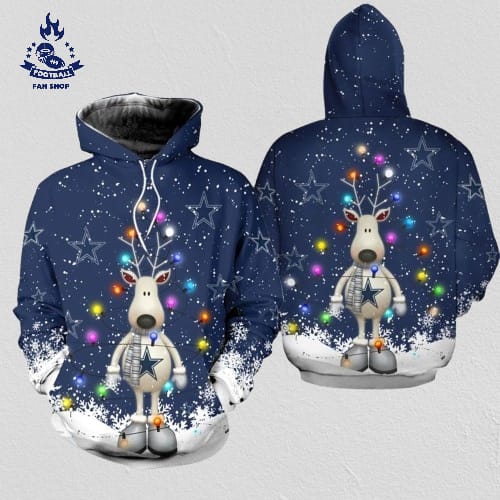 Dallas Cowboys Christmas Reindeer Football NFL All Over print Christmas Hoodie