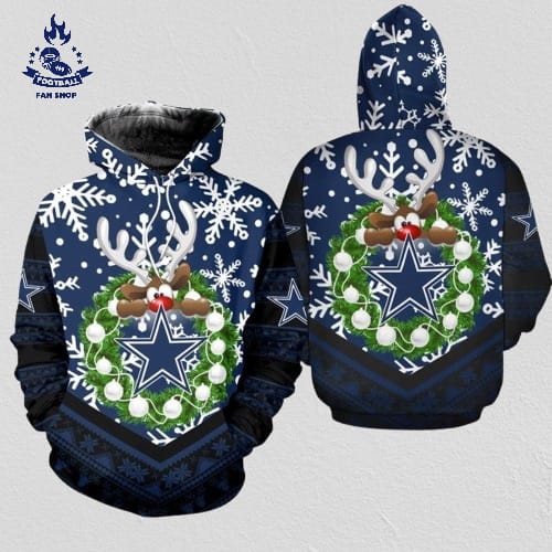 Dallas Cowboys Christmas Reindeer Football NFL All Over Print Hoodie Shirt