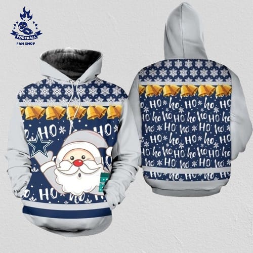 Dallas Cowboys Christmas Santa Claus Football NFL All Over Print Hoodie Shirt