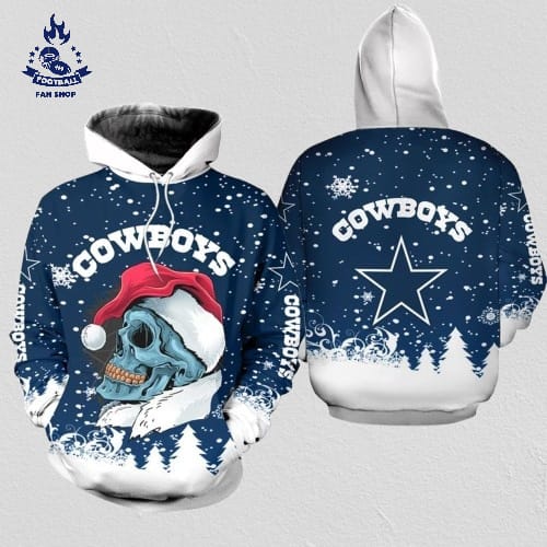 Dallas Cowboys Christmas Skull Football NFL All Over Print Hoodie Shirt