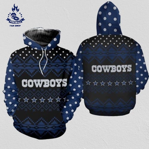 Dallas Cowboys Christmas Snowflakes Football NFL All Over print Christmas Hoodie