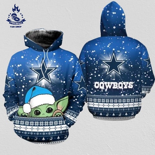 Dallas Cowboys Christmas Yoda Football NFL All Over Print Hoodie Shirt