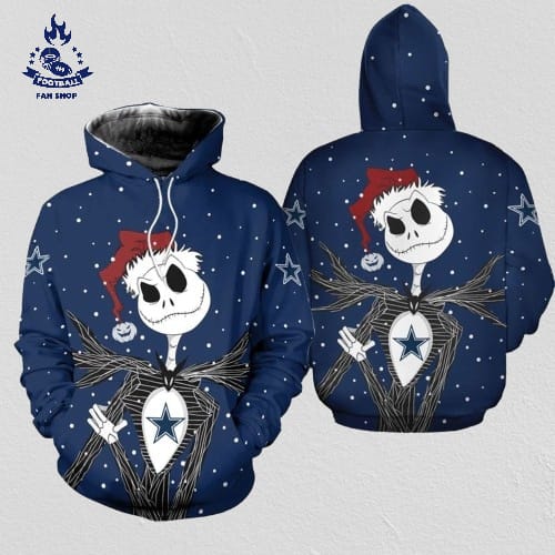 Dallas Cowboys Jack Skellington Christmas Football NFL All Over Print Hoodie Shirt